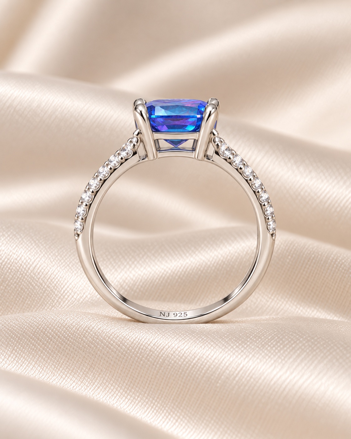 Mermaid Topaz Blue Square Ring
