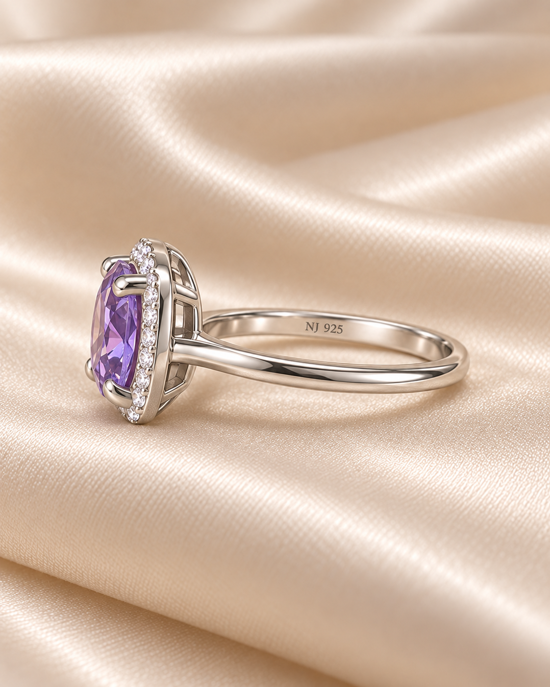 Amethyst Round Square Halo Band - angle 3