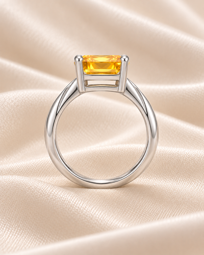 Citrine Rectangle Solitaire Ring