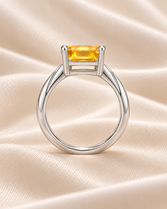 Citrine Rectangle Solitaire Ring