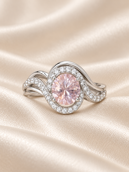 Morganite Round Statement Twisted Ring