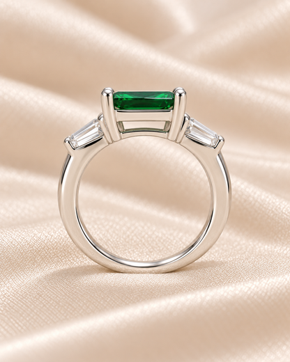 Emerald Square Baguette Accent Ring