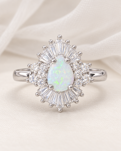 Opal Teardrop Cluster Statement Ring