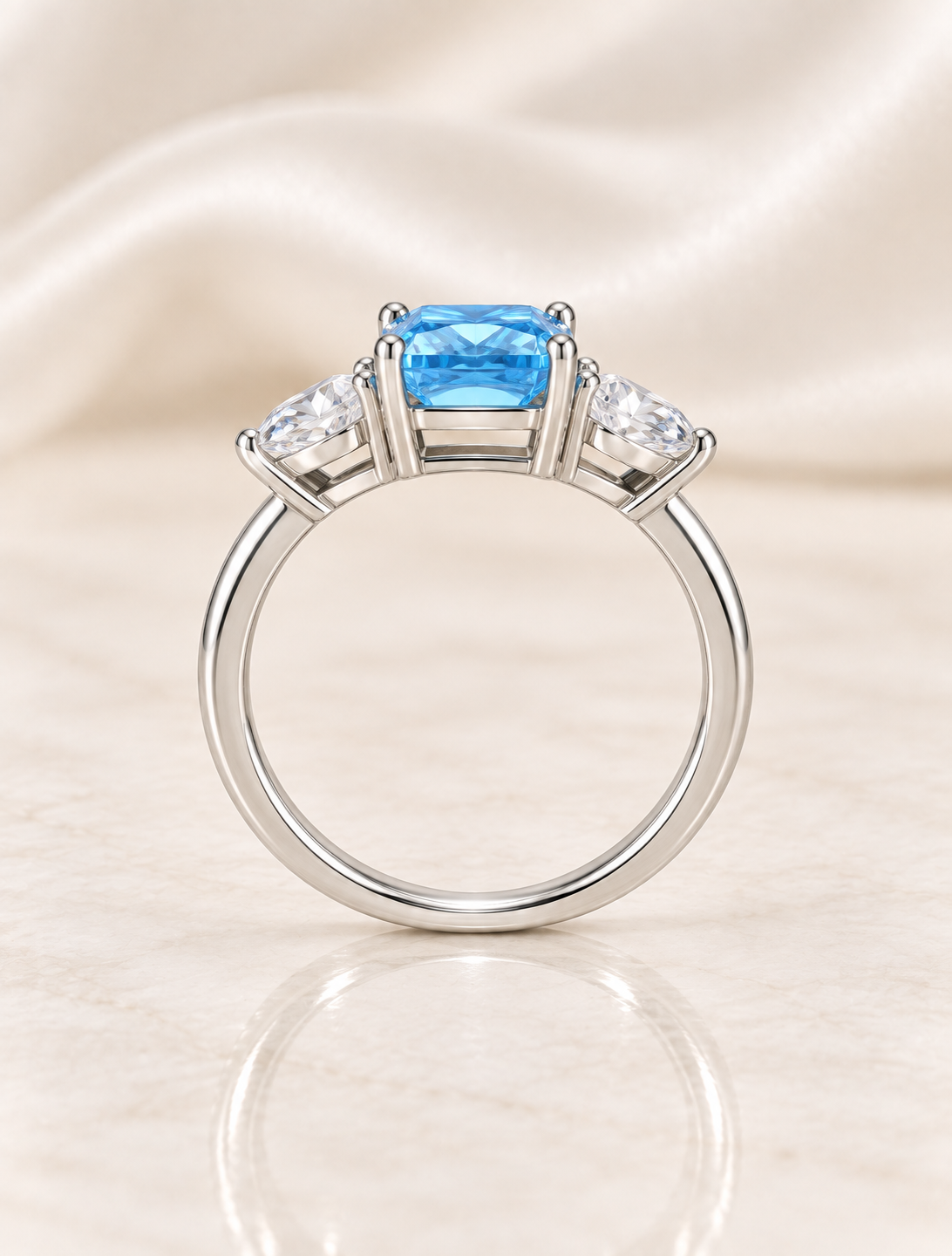 Blue Topaz Radiant Rectangle Teardrop Ring - angle 2