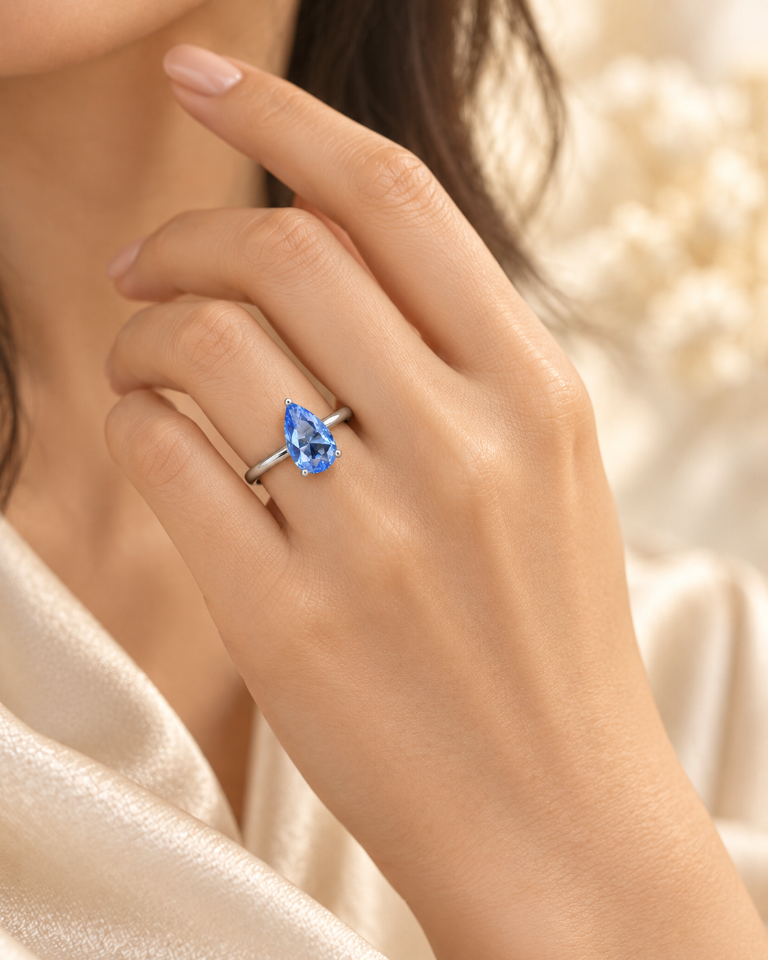 Tanzanite Teardrop Solitaire Ring