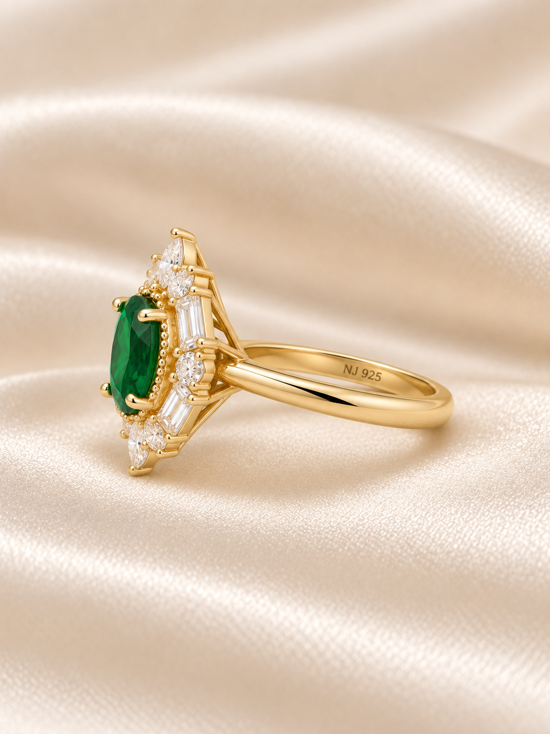 Emerald Oval Statement Cluster Ring