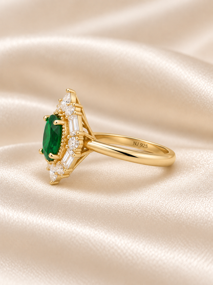 Emerald Oval Statement Cluster Ring