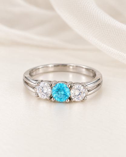 Blue Topaz Three Stone Ring - angle 5