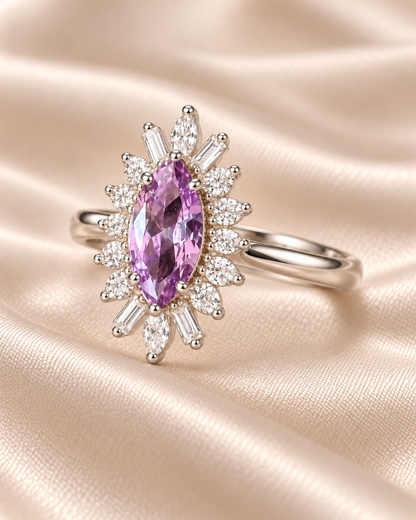 Amethyst Marquise Cluster Ring - angle 2
