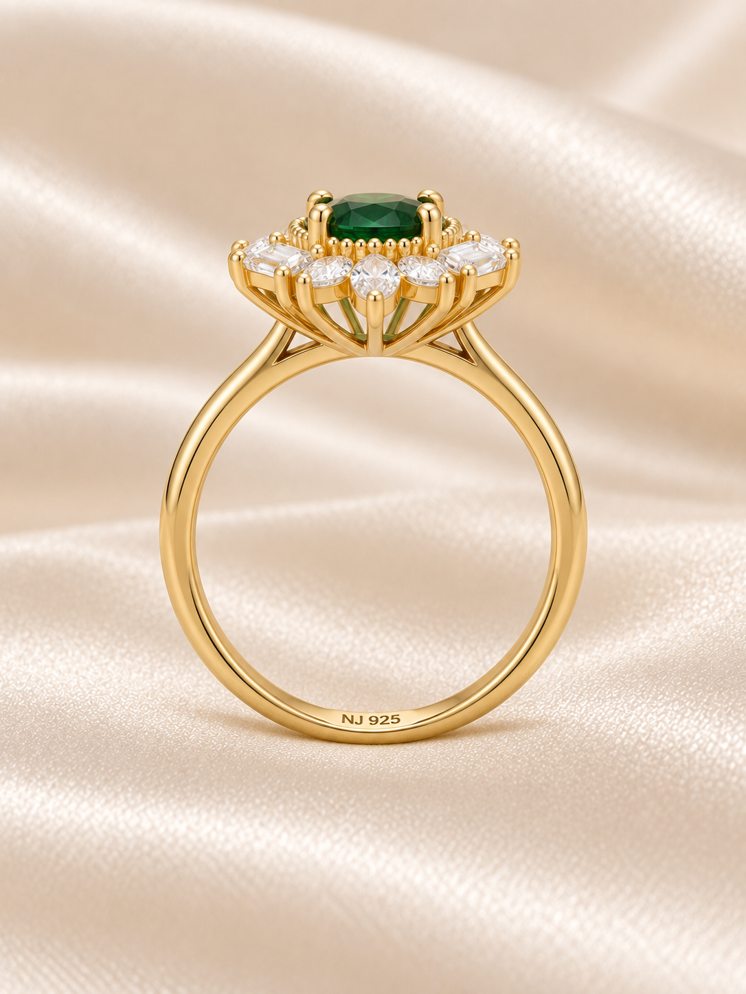 Emerald Oval Statement Cluster Ring