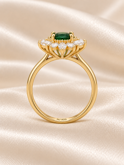 Emerald Oval Statement Cluster Ring