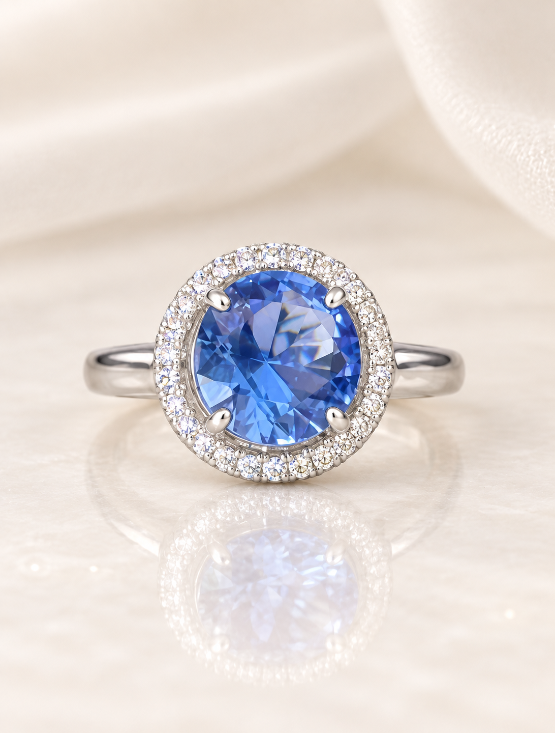 Blue Topaz Round Halo Band