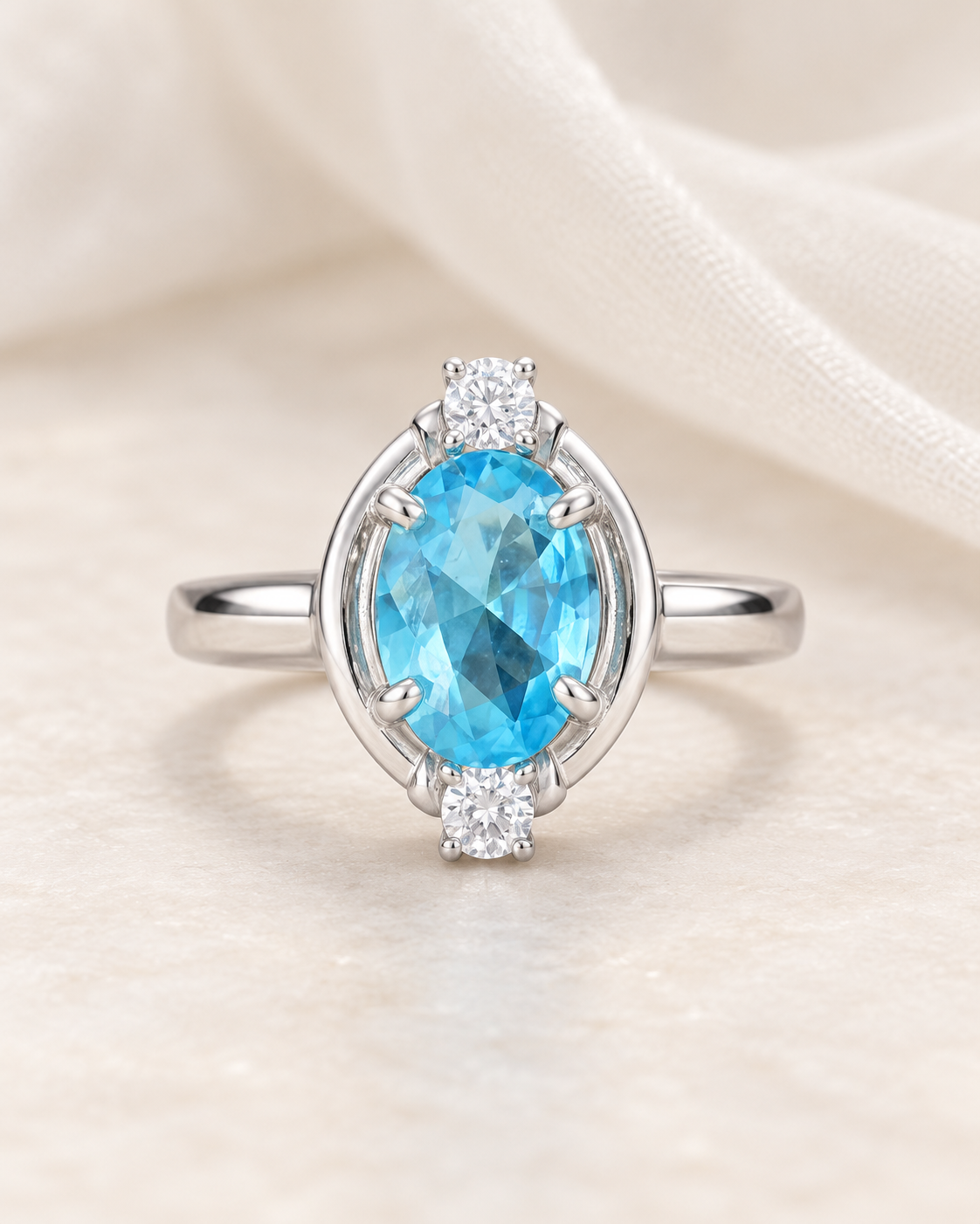Blue Topaz Oval Ring - angle 2