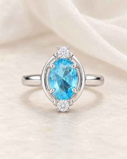 Blue Topaz Oval Ring - angle 2