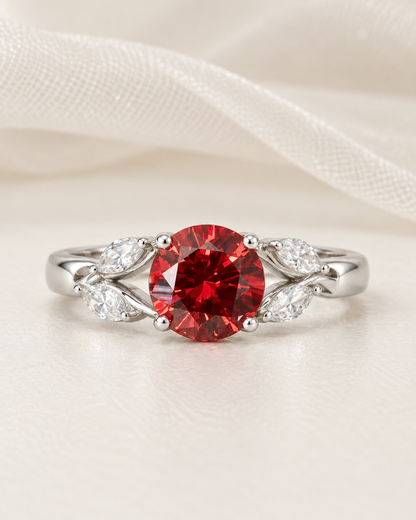 Ruby Round Leaf Band Ring