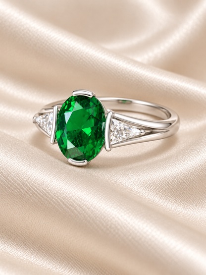 Emerald Oval Accent Ring