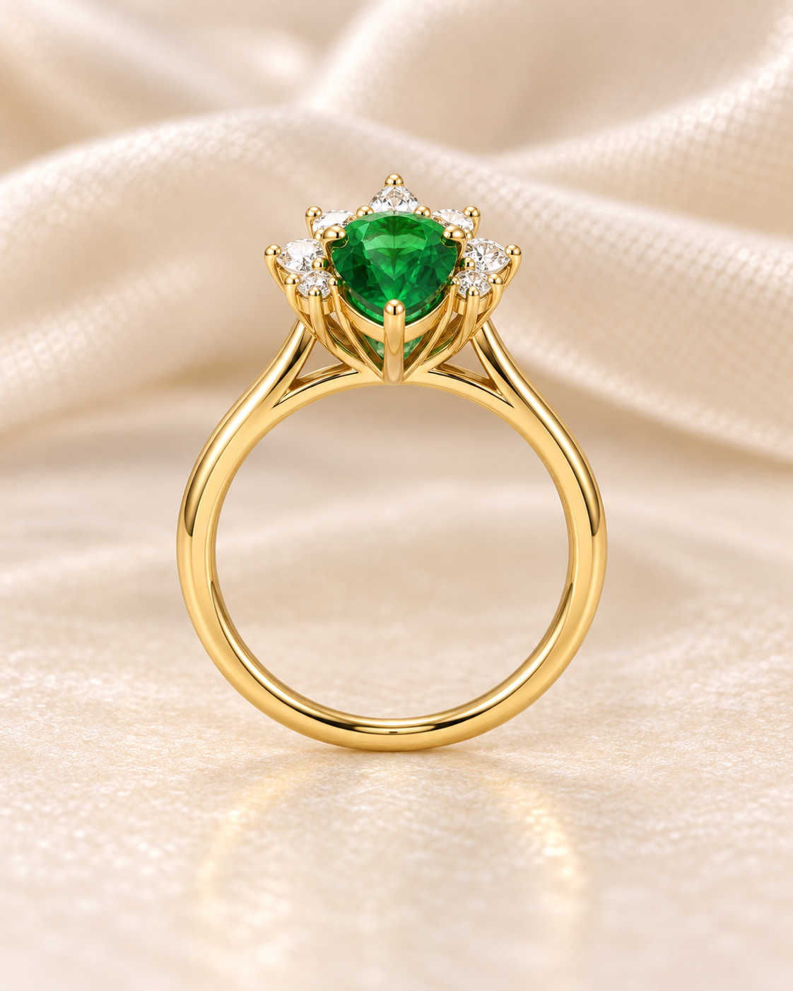Emerald Teardrop Crown Ring