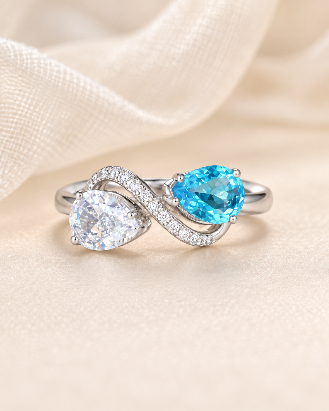 Blue Topaz Twisted Ring - sterling silver