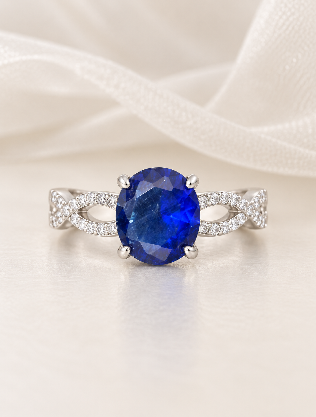 Sapphire Round Twisted Band