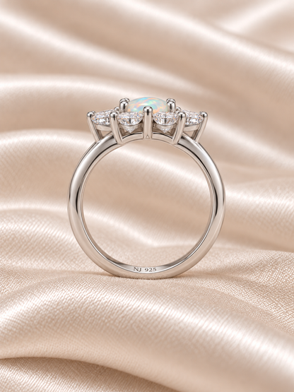 Opal Round Flower Ring