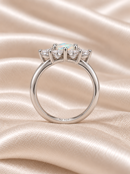 Opal Round Flower Ring