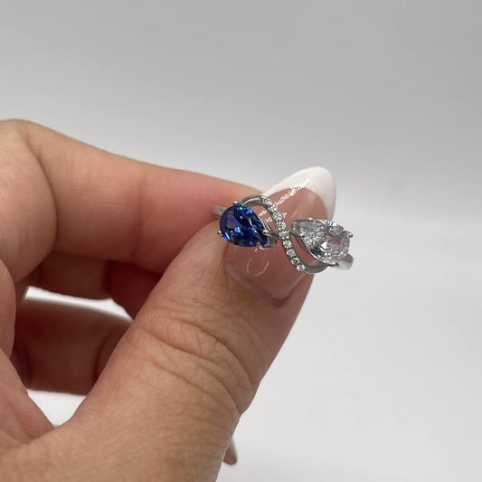 Double Heart Sapphire and CZ