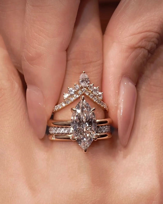 Rose gold diamond ring on a hand
